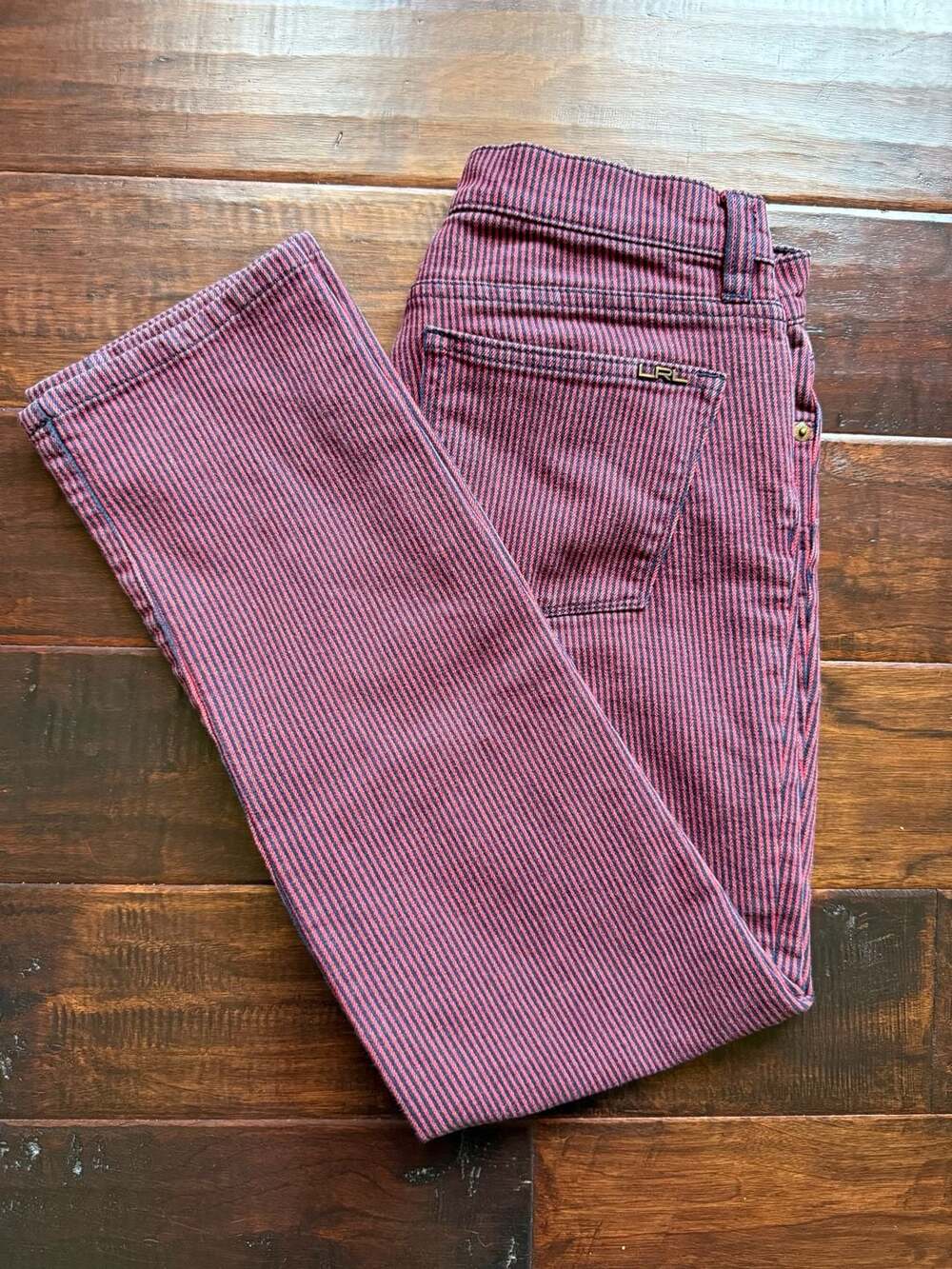 Lauren Ralph Lauren Modern Straight Red and Navy Striped Jeans Size 6
